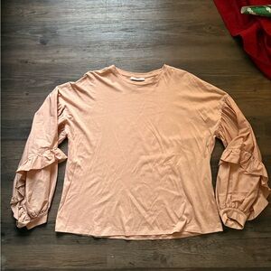 Zara Coral Long Sleeve Top